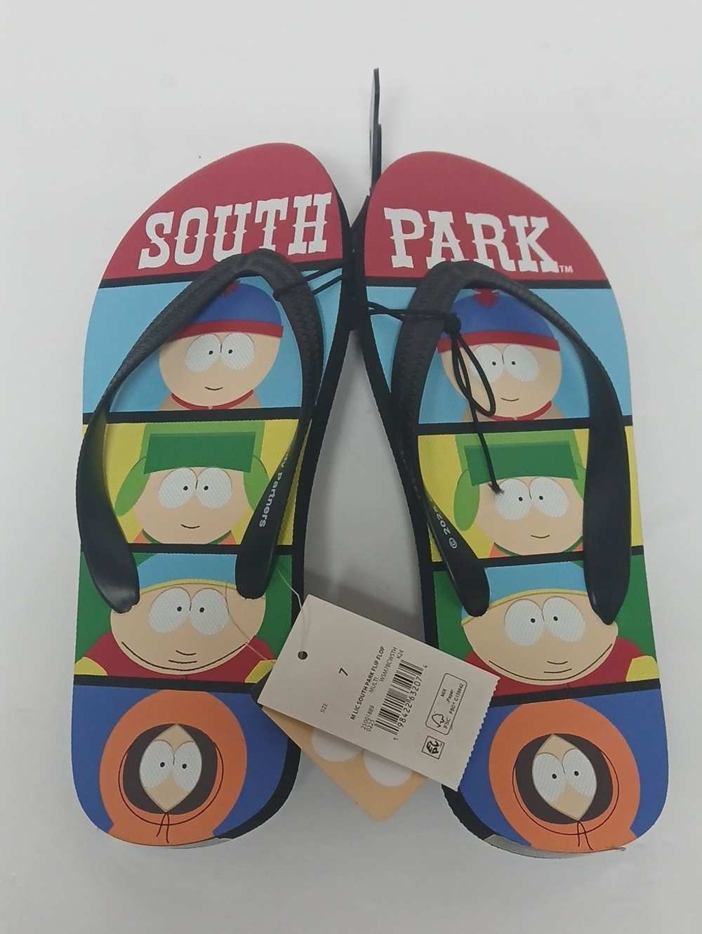 South Park Multicolor Character Flip Flops Size 7 New